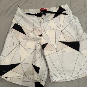 Men’s Geometric Black and White Swim Shorts